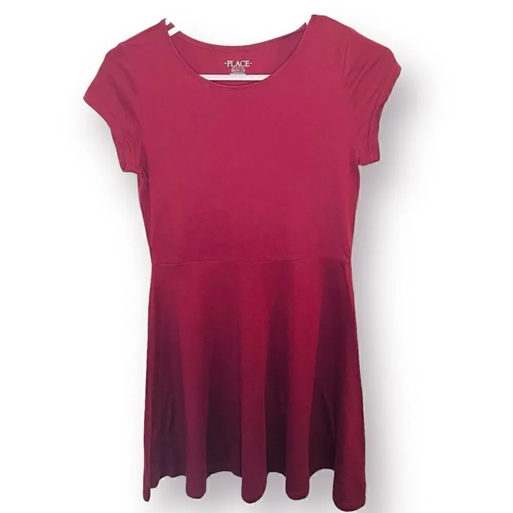 The Childrens Place Uniform Girls Everyday Dress Tshirt Dress Burgundy Red XL 14 - Picture 3 of 7